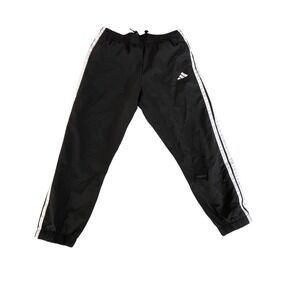Adidas Black Three Stripe Track Pants Joggers L RN 88387 CA 40312